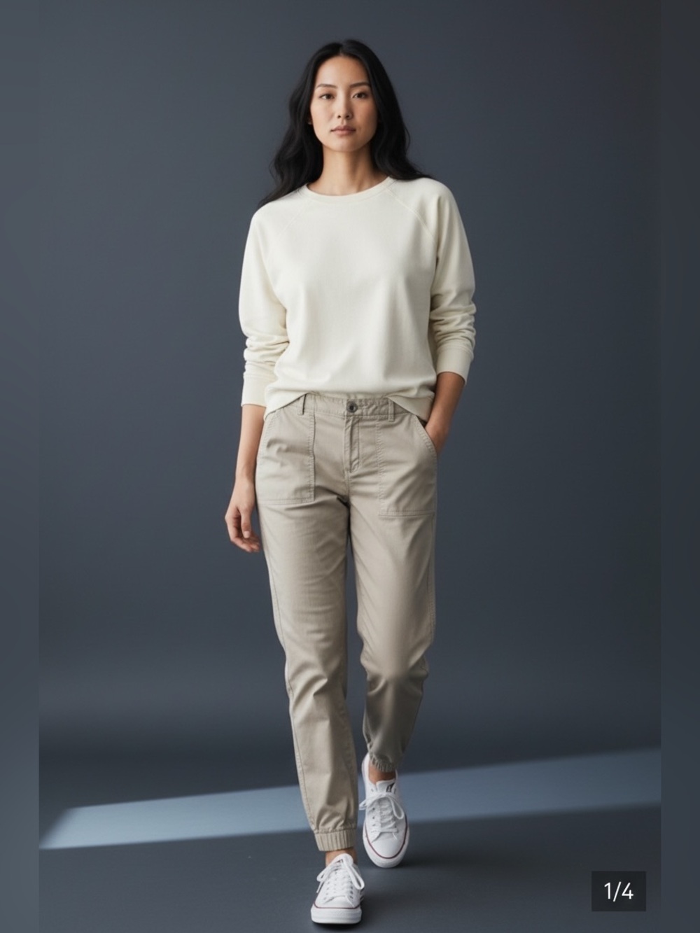 GAP Cropped Utility Jogger Pants in Khaki